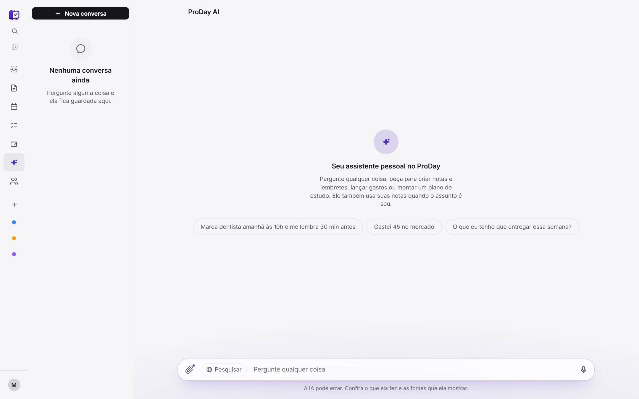 ProDay AI. Ask anything: it plans, explains and looks things up in your notes.